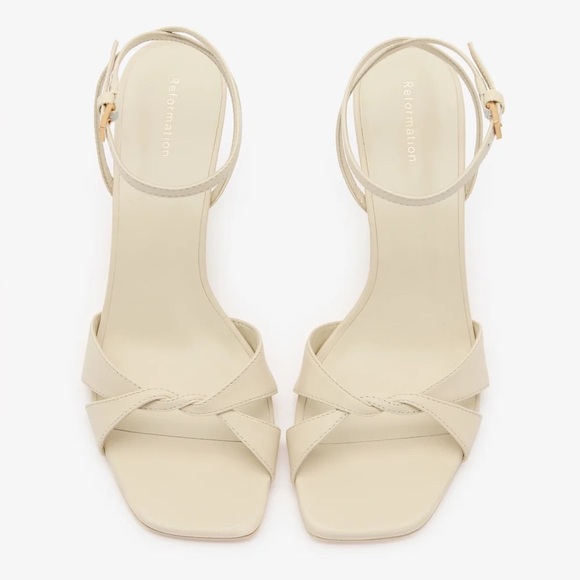 REFORMATION Margo Wedge Sandals in Almond Leather 8 - Picture 4 of 11